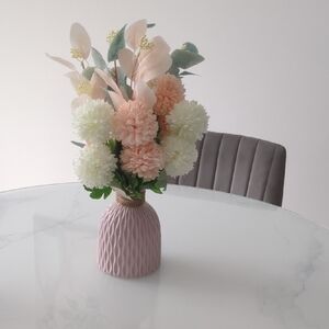 Elegant Faux Floral Bouquet in Pink Vase